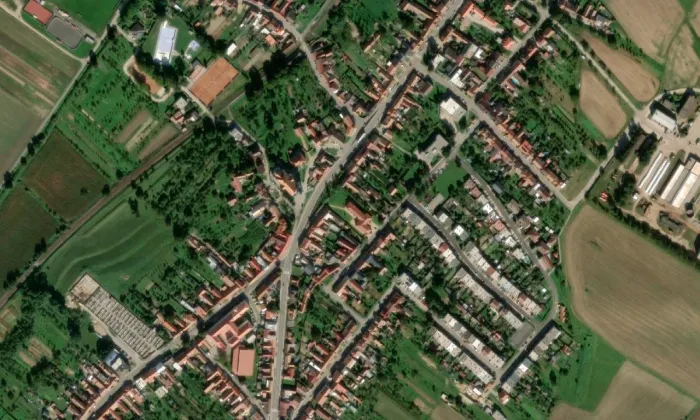 kostel svaté Alžběty Durynské (Vnorovy) – letecký pohled