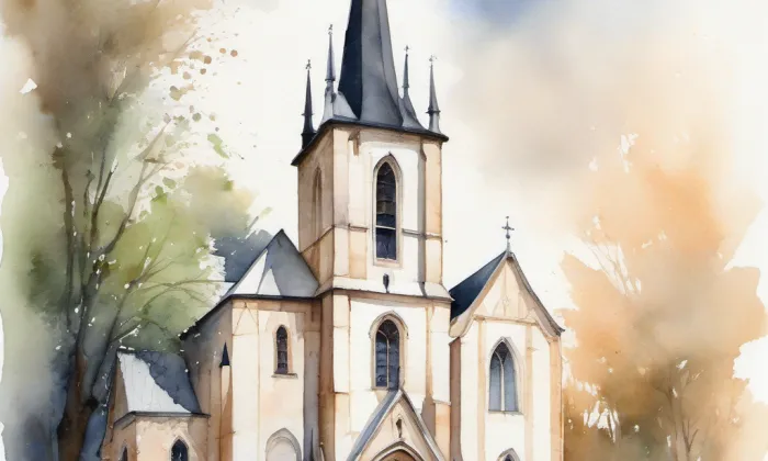 Kostel svaté Anny (Hoštejn) – akvarel