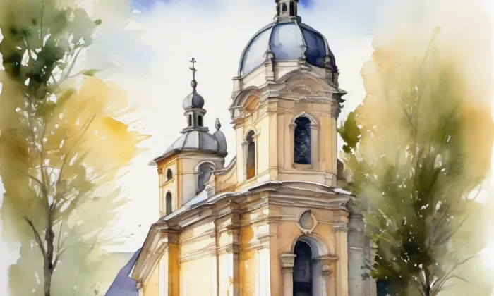 Kostel svaté Anny (Město) – akvarel