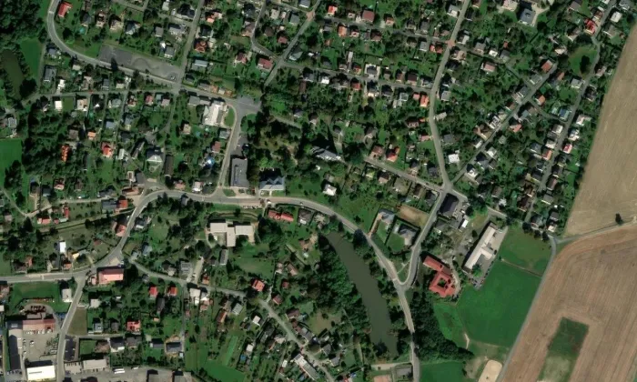 Kostel svaté Anny (Polanka nad Odrou) – letecký pohled