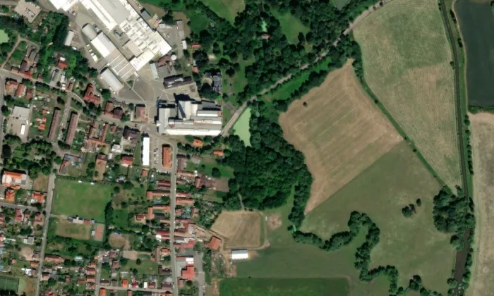 Kostel svaté Anny (Skřivany) – letecký pohled