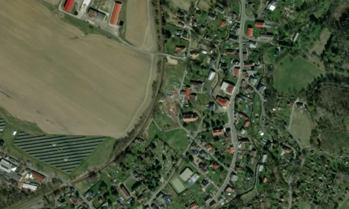 Kostel svaté Anny (Skalice u České Lípy) – letecký pohled