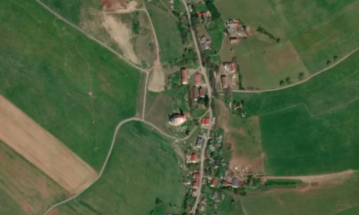 Kostel svaté Anny (Vižňov) – letecký pohled