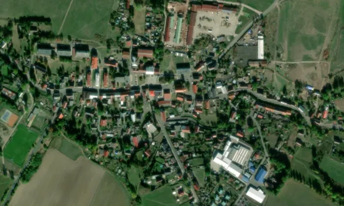 Kostel svaté Anny ve Verneřicích – letecký pohled