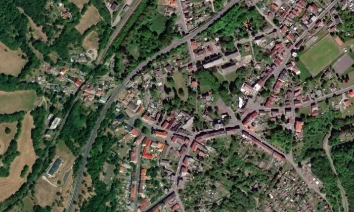 Kostel svaté Barbory (Hrob) – letecký pohled