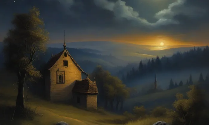 Kostel svaté Barbory (Mašťov) – noc