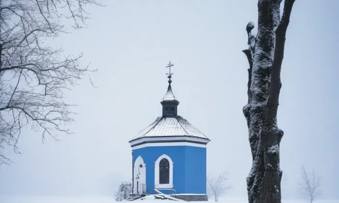 kostel svaté Barbory (Velešovice) – winter