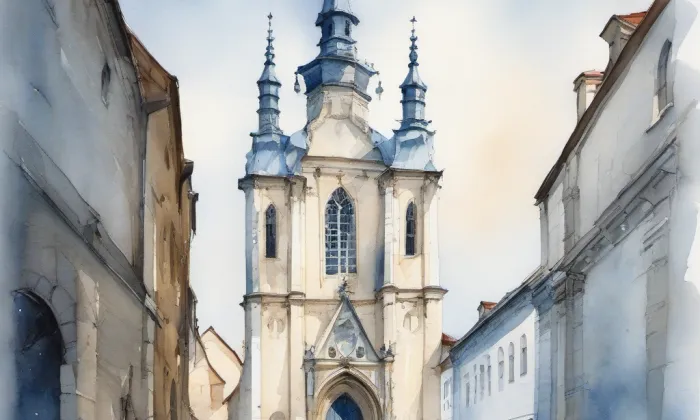 Kostel svaté Kateřiny (Chbany) – akvarel