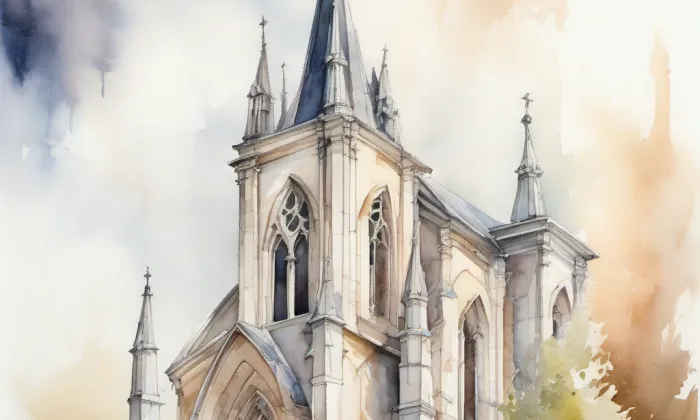 Kostel svaté Kateřiny (Chouč) – akvarel