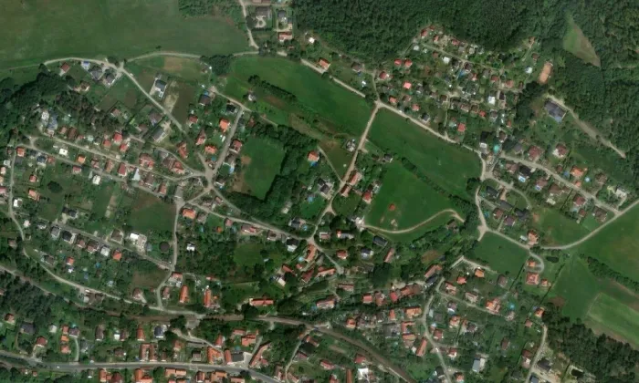 Kostel svaté Kateřiny (Chrást nad Sázavou) – letecký pohled