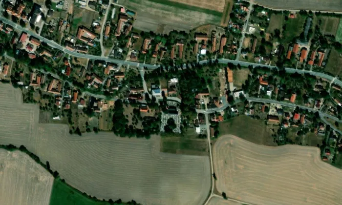 kostel svaté Kateřiny (Horní Roveň) – letecký pohled