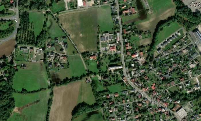 Kostel svaté Kateřiny (Hrabová) – letecký pohled