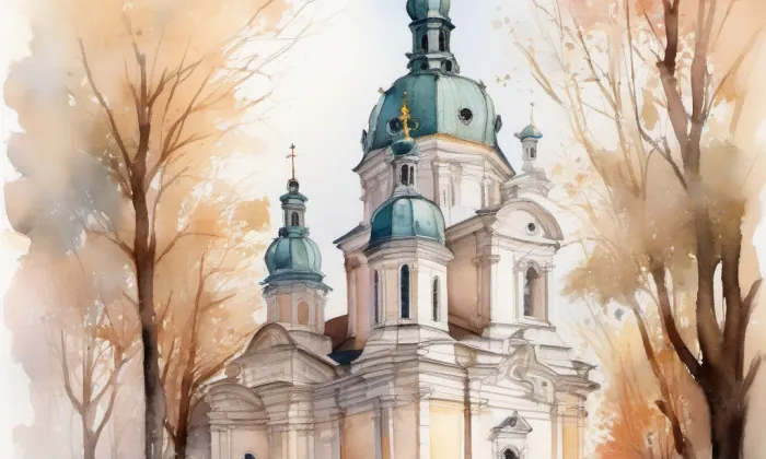 Kostel svaté Kateřiny (Krasov) – akvarel