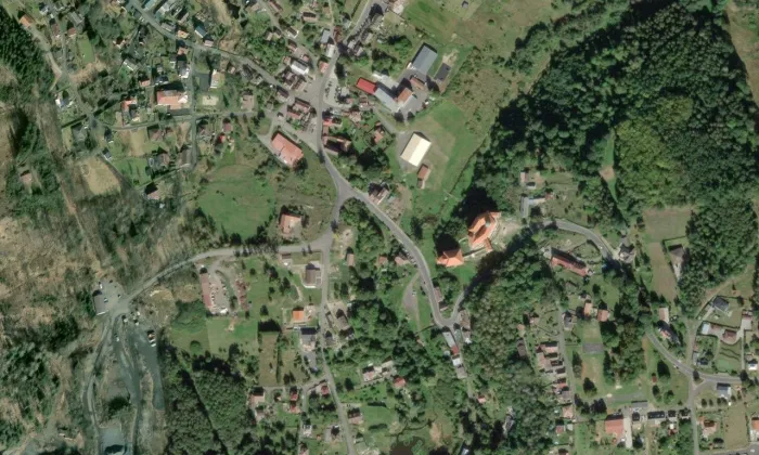 Kostel svaté Kateřiny (Libá) – letecký pohled