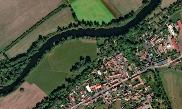Kostel svaté Kateřiny (Obora) – letecký pohled