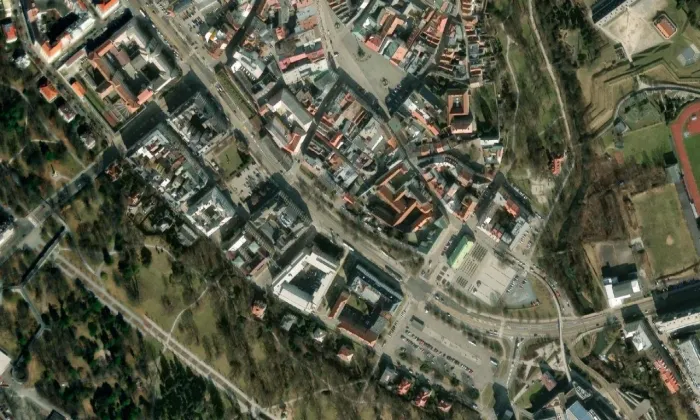 Kostel svaté Kateřiny (Olomouc) – letecký pohled