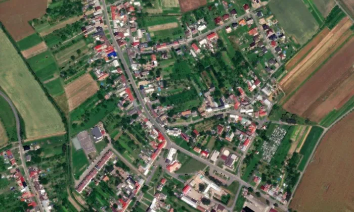 Kostel svaté Kateřiny (Prusinovice) – letecký pohled