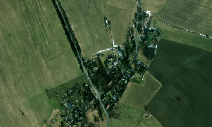 Kostel svaté Kateřiny (Stránské) – letecký pohled