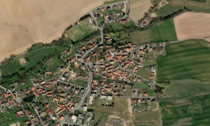 kostel svaté Kateřiny (Višňová) – letecký pohled