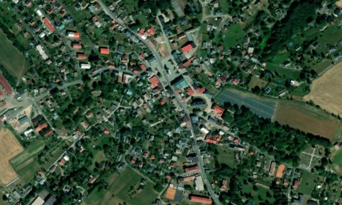 Kostel svaté Kateřiny (Vysoké nad Jizerou) – letecký pohled