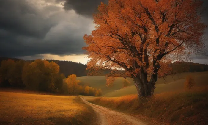 Kostel svaté Kateřiny Alexandrijské (Mříčná) – autumn