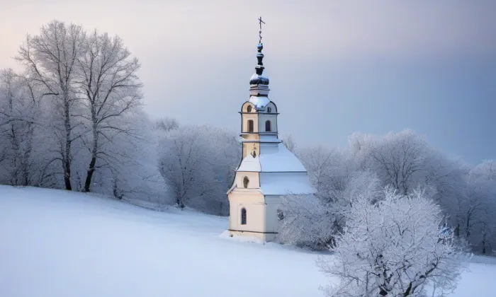 Kostel svaté Kateřiny Alexandrijské (Mříčná) – winter