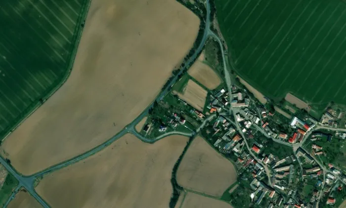 kostel svaté Ludmily (Řimice) – letecký pohled