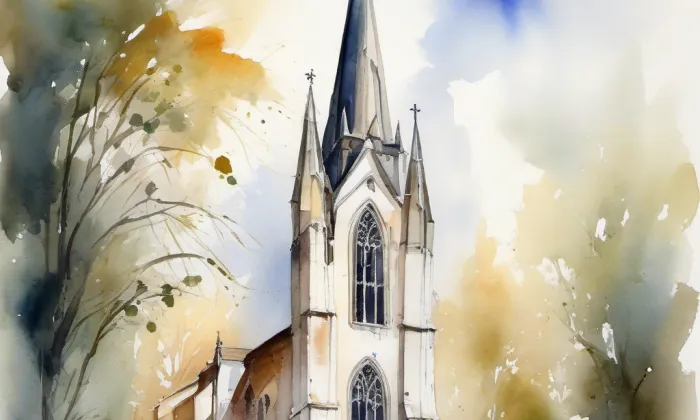 Kostel svaté Máří Magdalény (Častolovice) – akvarel