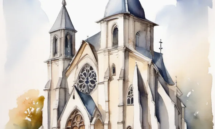 Kostel svaté Máří Magdaleny (Stupná) – akvarel