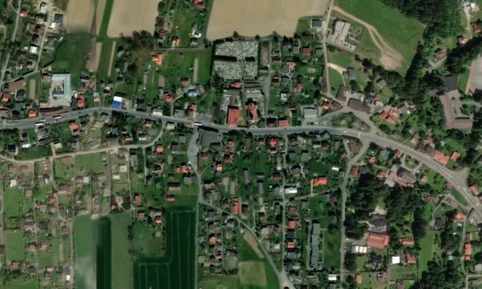kostel svaté Maří Magdalény (Dětmarovice) – letecký pohled
