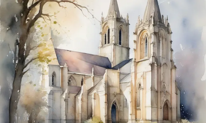Kostel svaté Maří Magdalény (Ledce) – akvarel