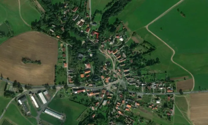 kostel svaté Maří Magdalény (Olešná) – letecký pohled