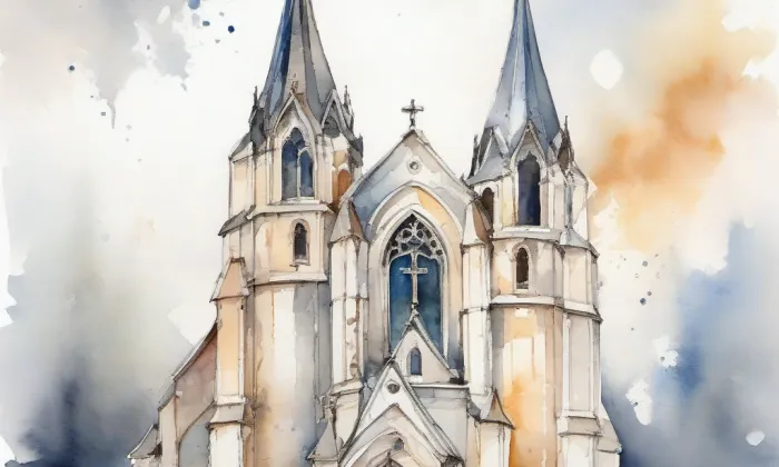 kostel svaté Maří Magdalény (Ostrov u Macochy) – akvarel