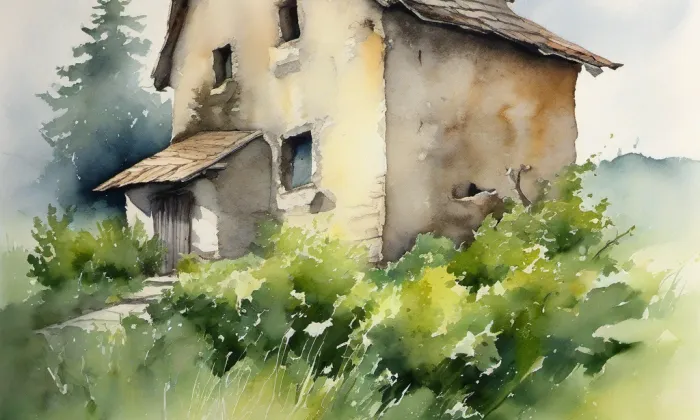 Kostel svaté Markéty (Nesuchyně) – akvarel