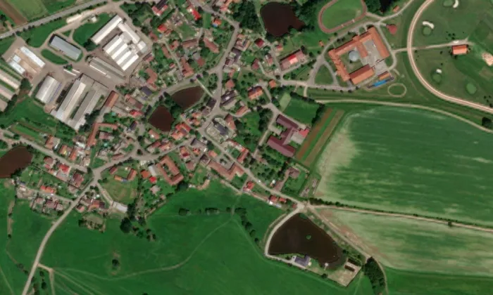 kostel svaté Markéty (Zhoř) – letecký pohled