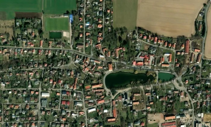 Kostel svaté Markéty (Zvole) – letecký pohled
