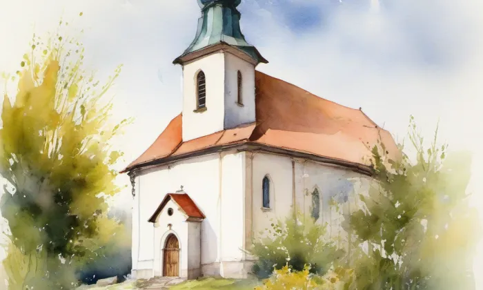 kostel svaté Rodiny (Havlíčkův Brod) – akvarel
