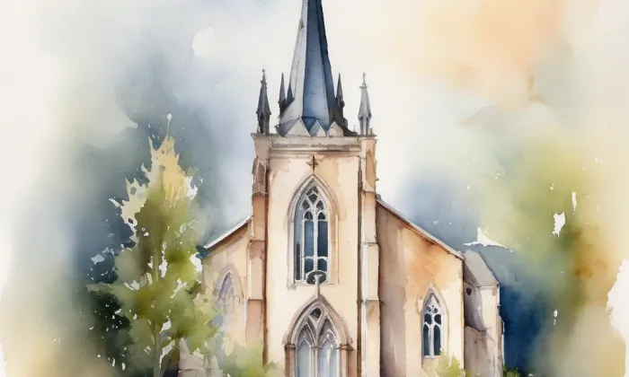 Kostel svatých Petra a Pavla (Jirny) – akvarel