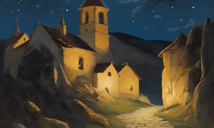 Kostel svatých Petra a Pavla v Mimoni – noc