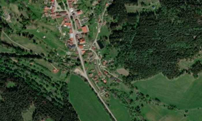 Kostel svatého Šimona a Judy (Rožmitál na Šumavě) – letecký pohled