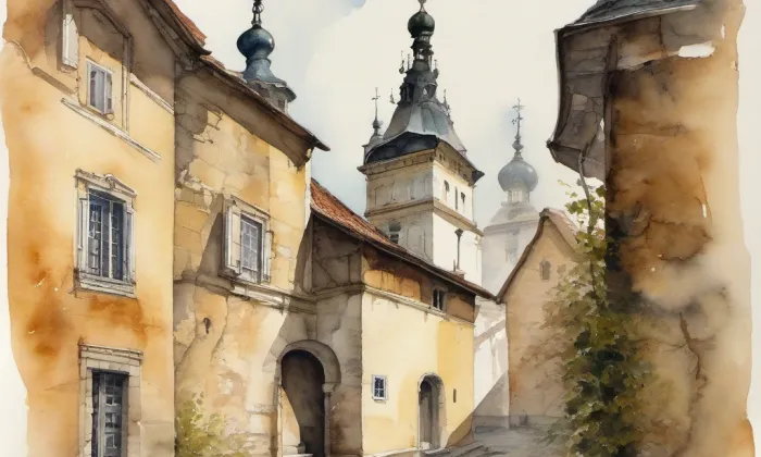 kostel svatého Aloise (Velká Morava) – akvarel