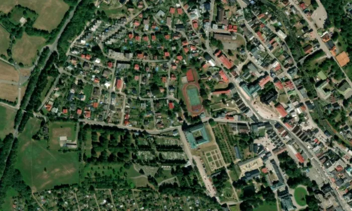 kostel svatého Augustina (Vrchlabí) – letecký pohled