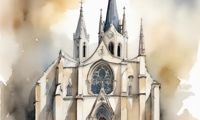 kostel svatého Bartoloměje (Černouček) – akvarel