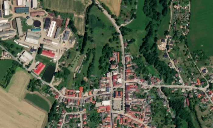 kostel svatého Bartoloměje (Kunžak) – letecký pohled