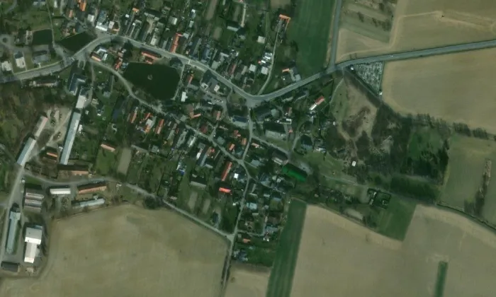 Kostel svatého Bartoloměje (Litultovice) – letecký pohled