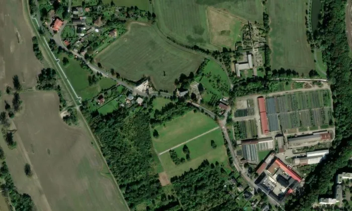 Kostel svatého Bartoloměje (Nová Ves) – letecký pohled