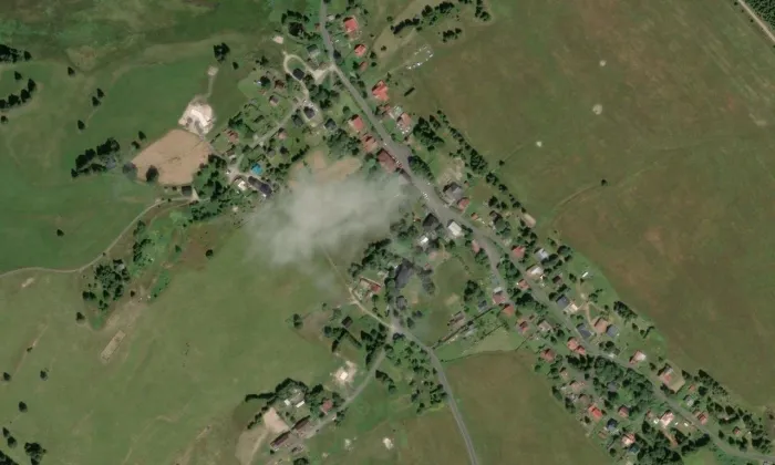 Kostel svatého Bartoloměje (Přebuz) – letecký pohled