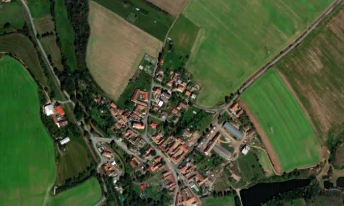 kostel svatého Bartoloměje (Radkov) – letecký pohled