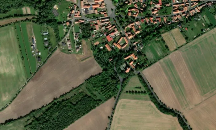 Kostel svatého Bartoloměje (Smolnice) – letecký pohled