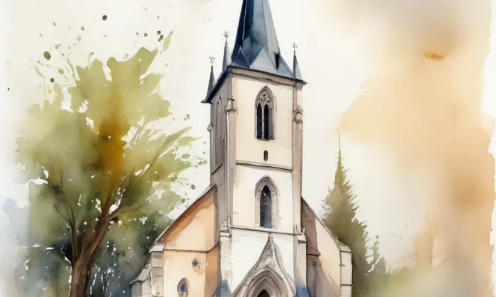 Kostel svatého Bartoloměje (Smolnice) – akvarel